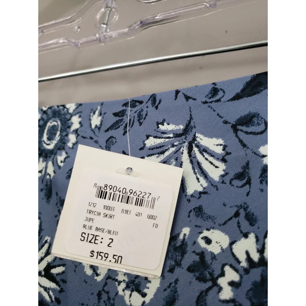 Size 2 Club Monaco Trycia Floral Midi Skirt Blue White Flower Floral cottagecore